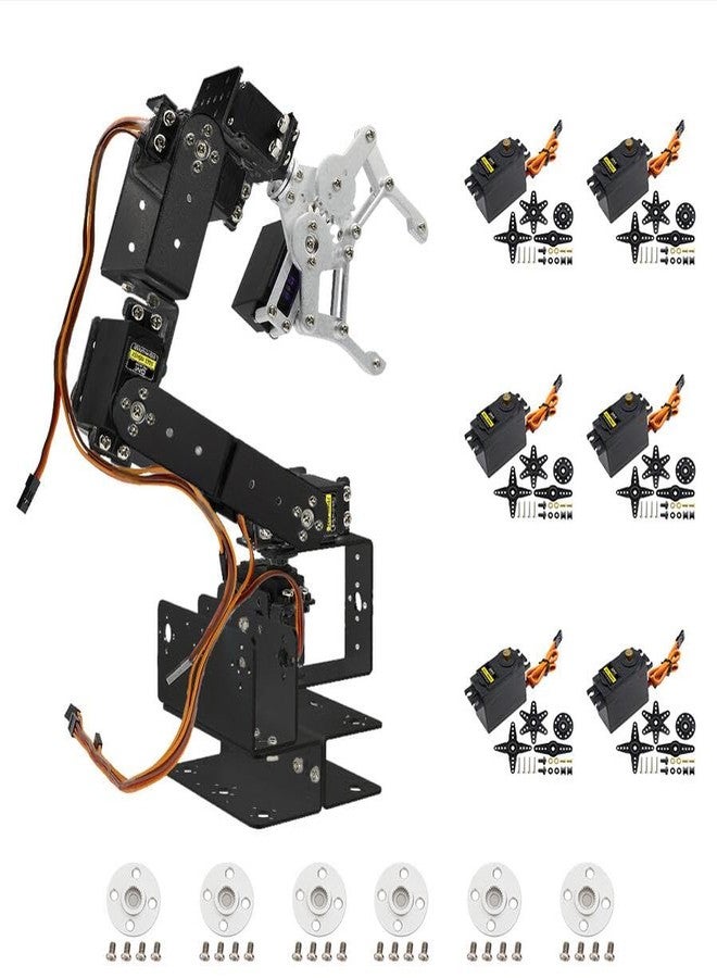 diymore Robotic Arm Kit ROT3U 6DOF Aluminium Mechanical Robotic Clamp Claw Kits for Boys & Girls to Learn Programming/Science/Techology, with MG996R Metal Gear Servo Motor,Ideal - Image 1